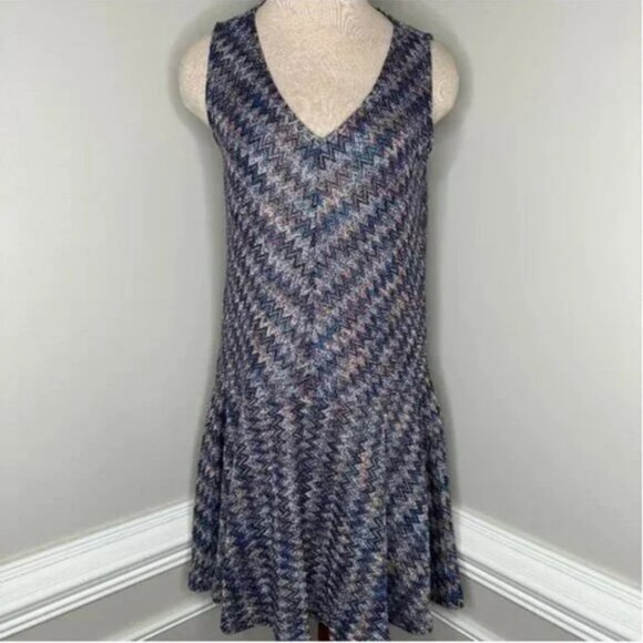 Anthropologie Maeve Westwater Chevron Pattern High Low Knit Flapper Dress Small - Picture 3 of 9